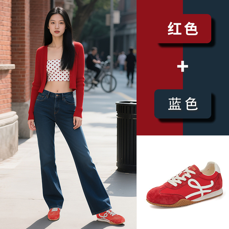 Ballet deportivo de otoño zapatos de suela gruesa para mujeres zapatos de entrenamiento de cuero nuevo estilo universal para mujeres zapatos casuales para mujeres