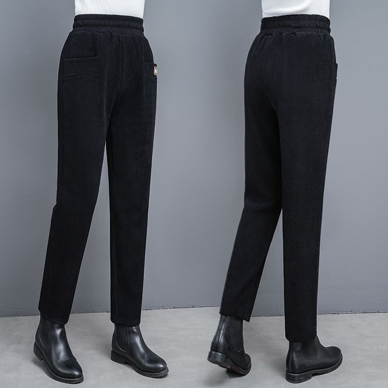 코듀로이 바지 여성의 가을과 겨울 새로운 복장 두꺼운 따뜻한 여성의 기모 바지 높은 허리 양털 하렌 바지