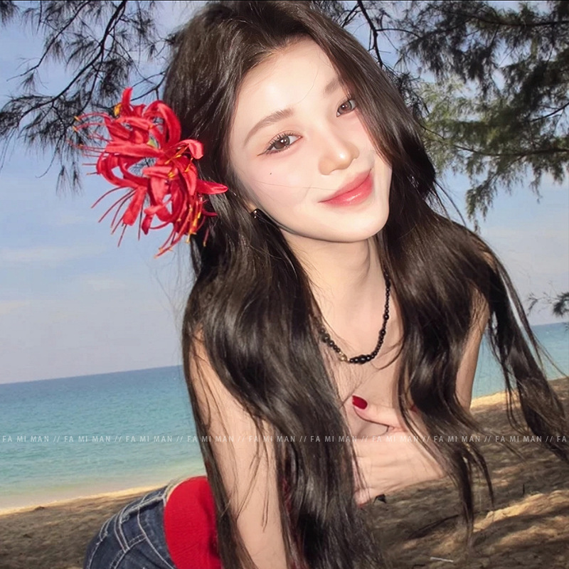 早春配饰玫瑰花白色花朵发夹大号鸭嘴夹女2025年新款高级感发饰品|undefined