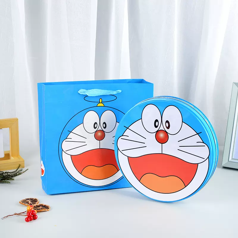 卡通礼品包装盒现货结婚喜糖盒圆形马口铁糖盒配手提袋礼盒批发