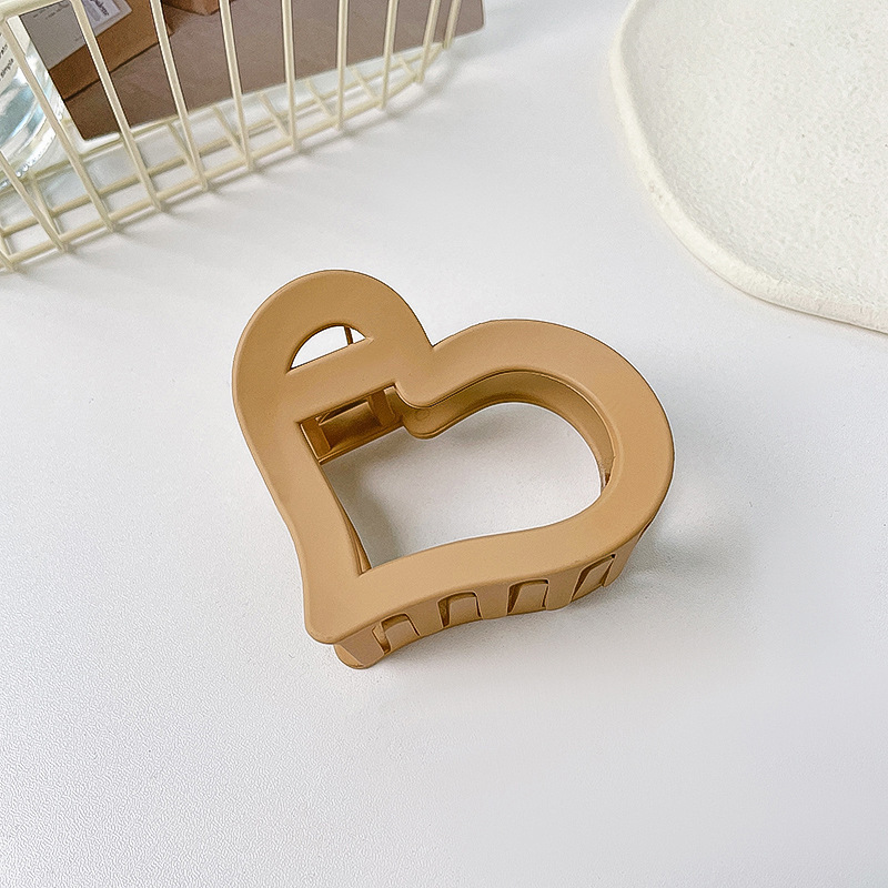 Clip de agarre de color café de Maillard, gran cantidad de cabello de alta calidad, clip grande, elegante, simple coreano, sin dañar el cabello, clip de tiburón, mujer