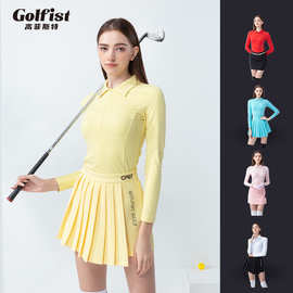 高尔夫服装女秋冬新款长袖女球衣golf套装女士修身运动休闲球服