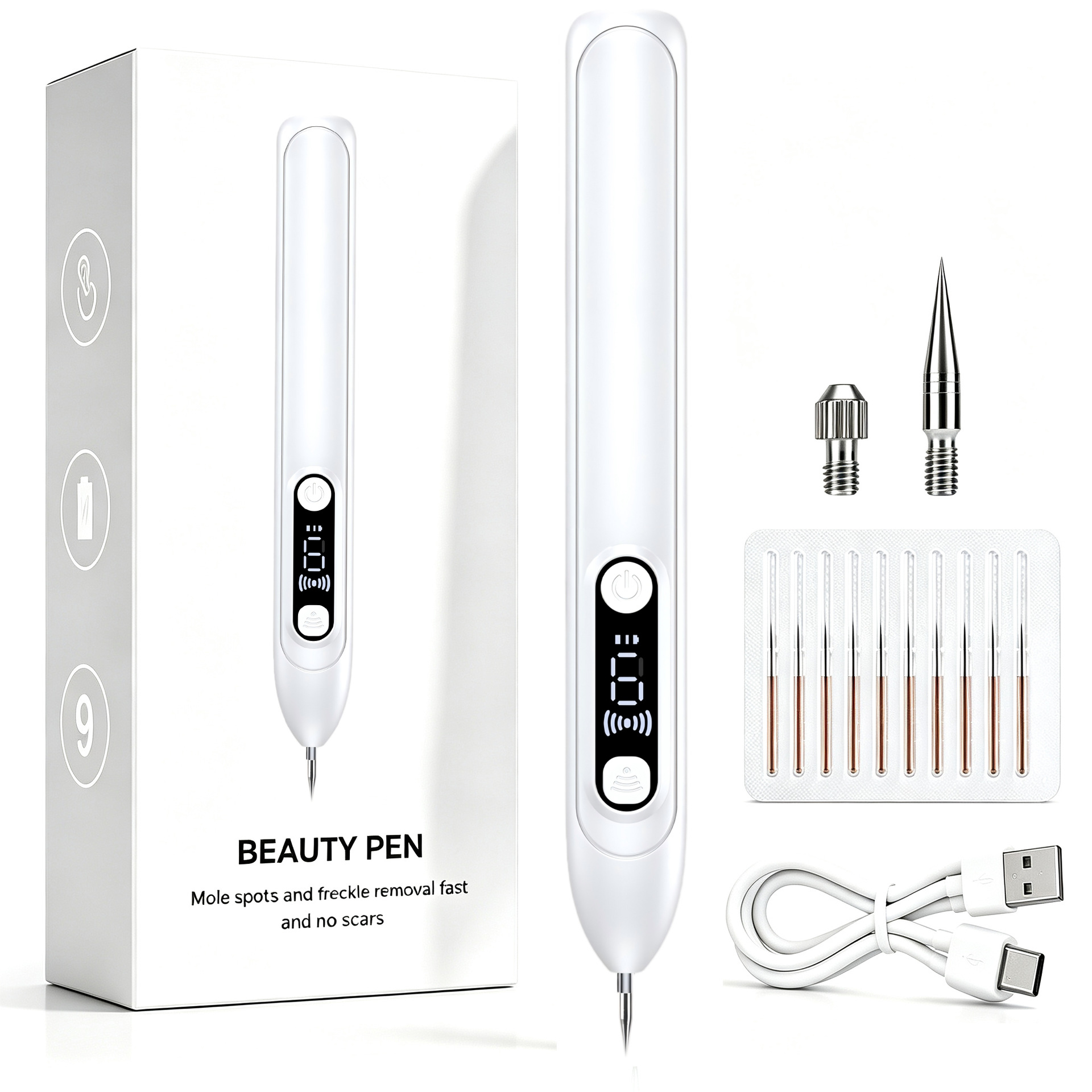Cross-Border New Model Mole Removal Pen Beauty Device for Home Use, Portable Blue Light Facial Repair Device for Acne Marks and Melanin Removal