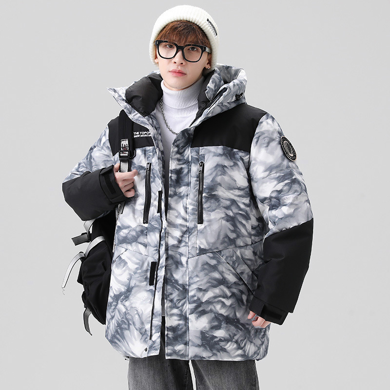 Men's Winter Coat Hooded Down Jacket Thickened Camouflage Parka_voghion.com