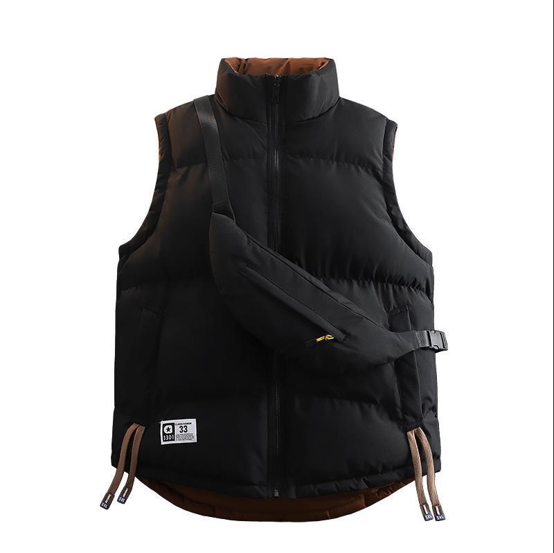 2025 invierno nuevo chaleco de algodón de cuello vertical, moda para hombres y mujeres con chaleco caliente, chaleco de moda, bolsa de regalo