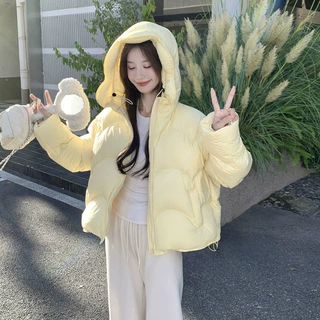 2026新款泡芙羽绒服女短款连帽加厚保暖白鸭绒时尚面包服洋气外套