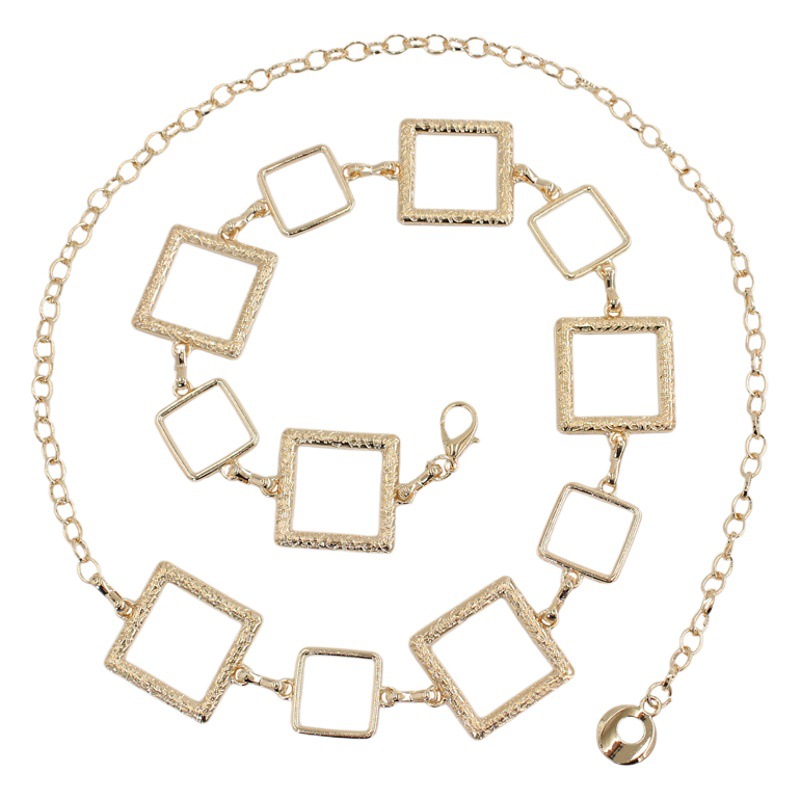 Cinturón cuadrado para mujer estilo ins con camisa de vestir traje decoración cintura-apretado moda gancho metal cadena de cintura para mujer