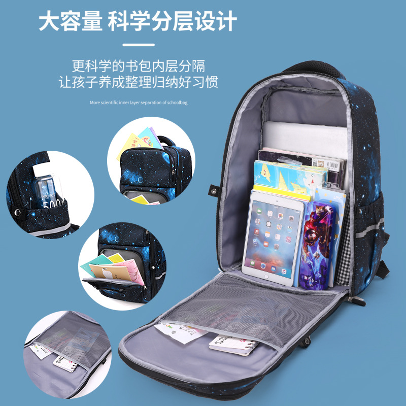 Mochila desmontable de gran capacidad con bolsa de carrito de pescado natural de entrega de una pieza para estudiantes de primaria y secundaria transfronteriza especial para impresión