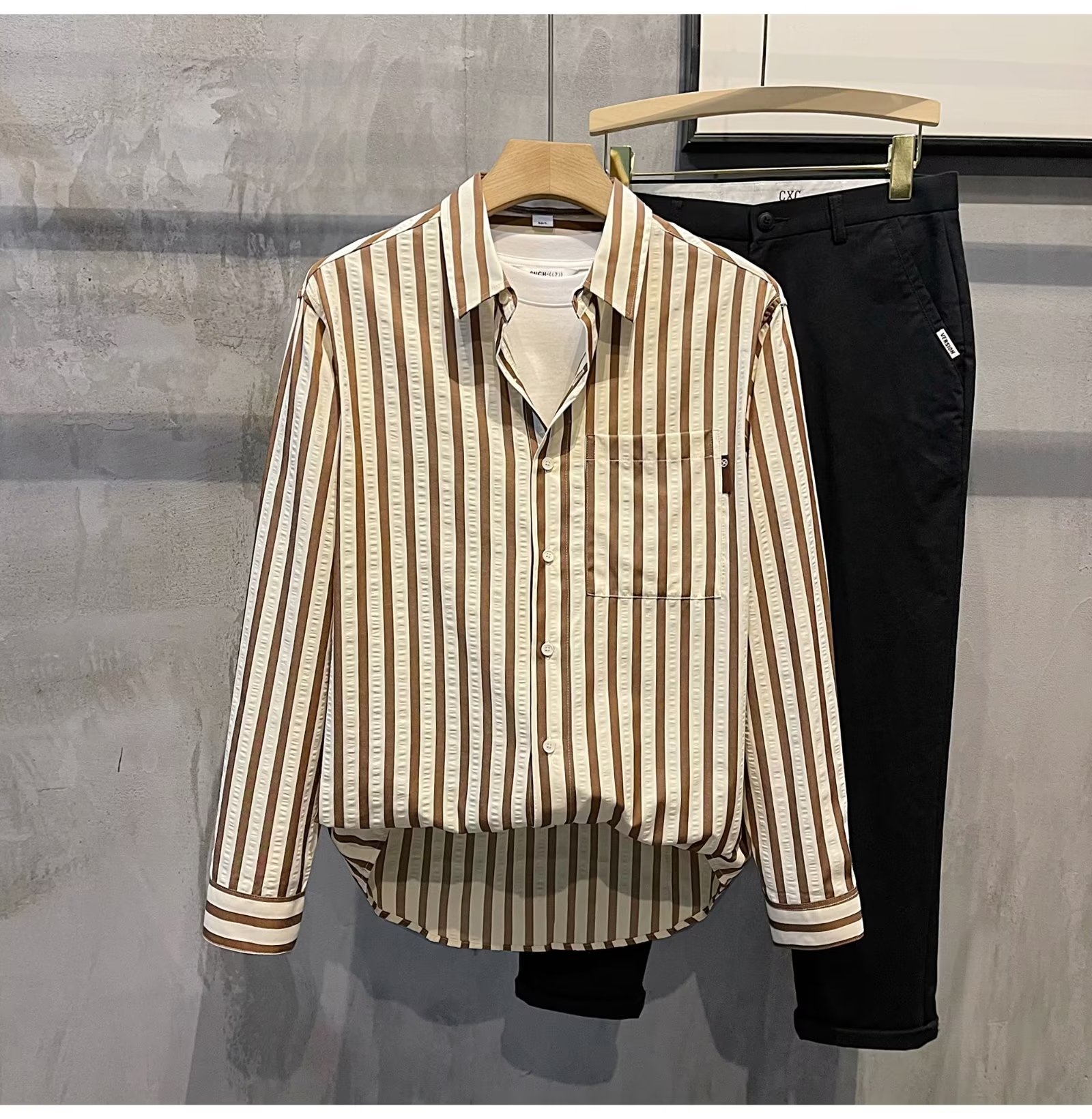 Estilo japonés de Hong Kong 2024 letras camisa de manga larga ins camisa suelta para niños tendencia de verano chaqueta casual de todo fósforo