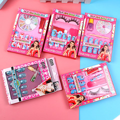 Wearable nail set children's nail art finished nail stickers false eyelashes false nails glitter sticker popular accessories
