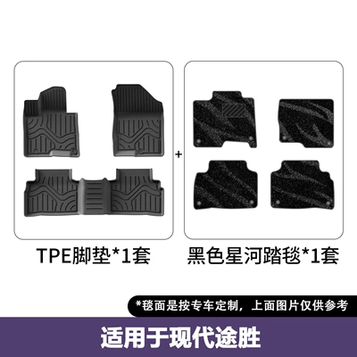 waterproof and wear-resistant floor mats, Modelə uyğun ayaqaltı - 22-26-hyundai-tucson-gasoline-double-layer-floor-mats-galaxy-carpet