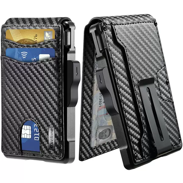 Cross-border carbon fiber leather case aluminum alloy card case card case RFID anti-theft brush press pop-up card case source factory