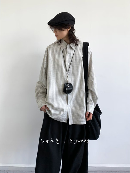 Japanese retro autumn demi-season design shirt