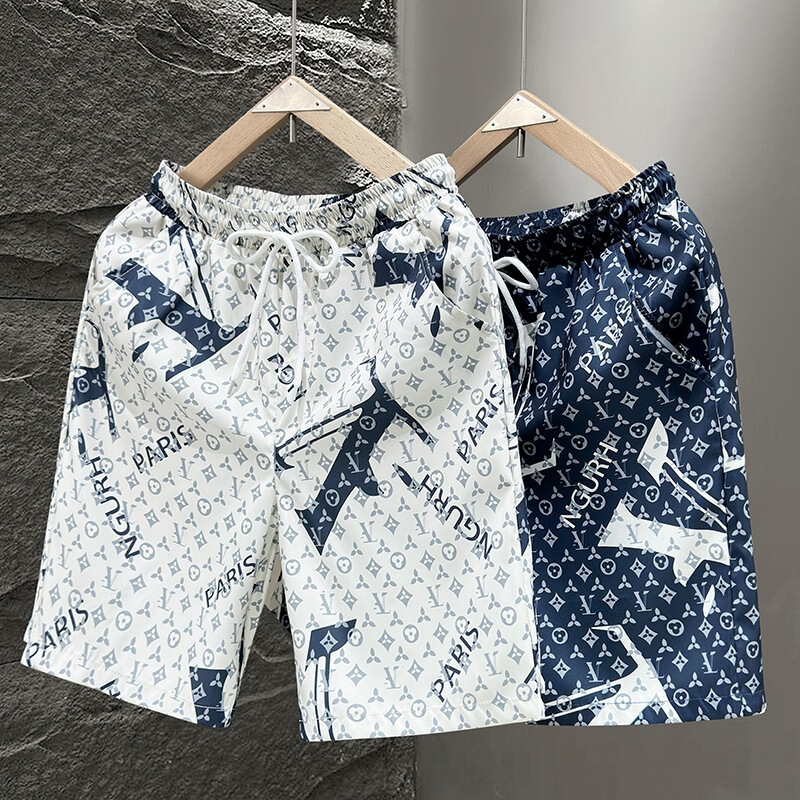 Men's Ice Silk Shorts 2026 Summer New Floral Pattern Five-Point Casual Sports Beach Shorts for Men