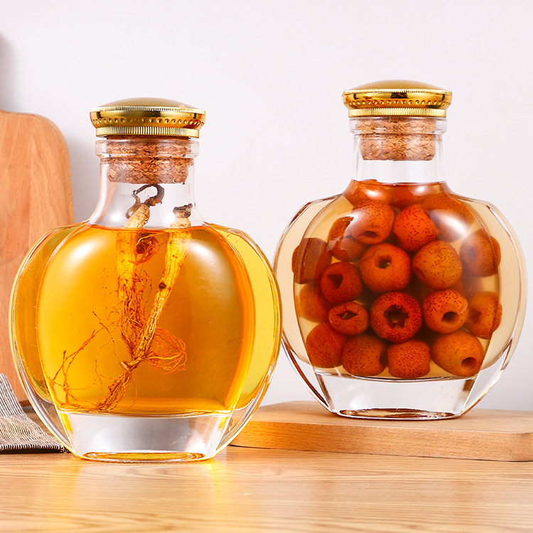 新款密封玻璃罐自制青梅人参饮料玻璃果酒瓶罐头瓶空瓶玻璃储物罐