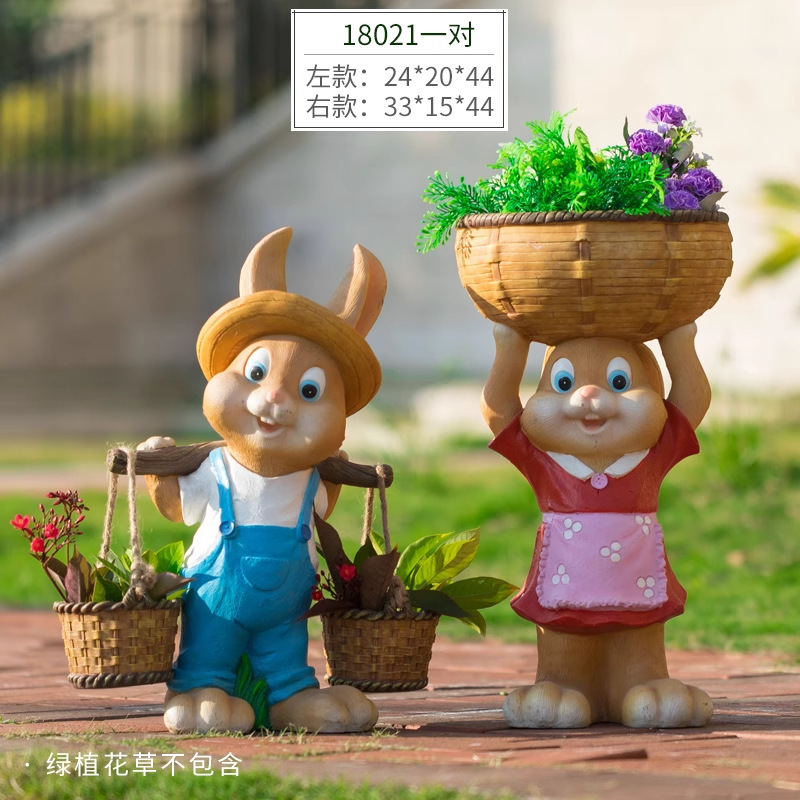 工場直販 ガーデン 庭園 クリエイティブ レジン工芸 漫画風彫刻 多肉植物装飾 庭園芸 ウサギの置物|undefined