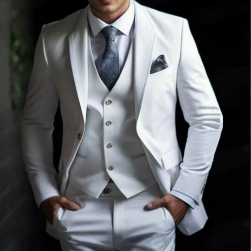 Cross-border foreign trade stylish men's three-piece suit, solid color, high-end, elegant, suitable for banquets and business, slim-fit, fashionable suit Cross-border foreign trade stylish men's three-piece suit, solid color, high-end, elegant, suitable for banquets and business, slim-fit, fashionable suit