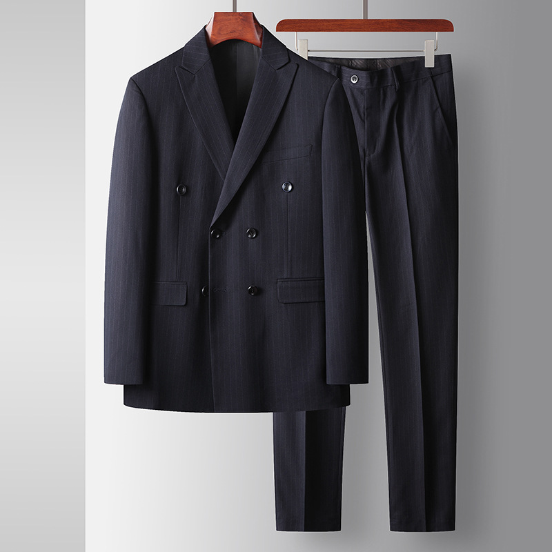 Men's suit 2025 new youth double-breasted light luxury business…