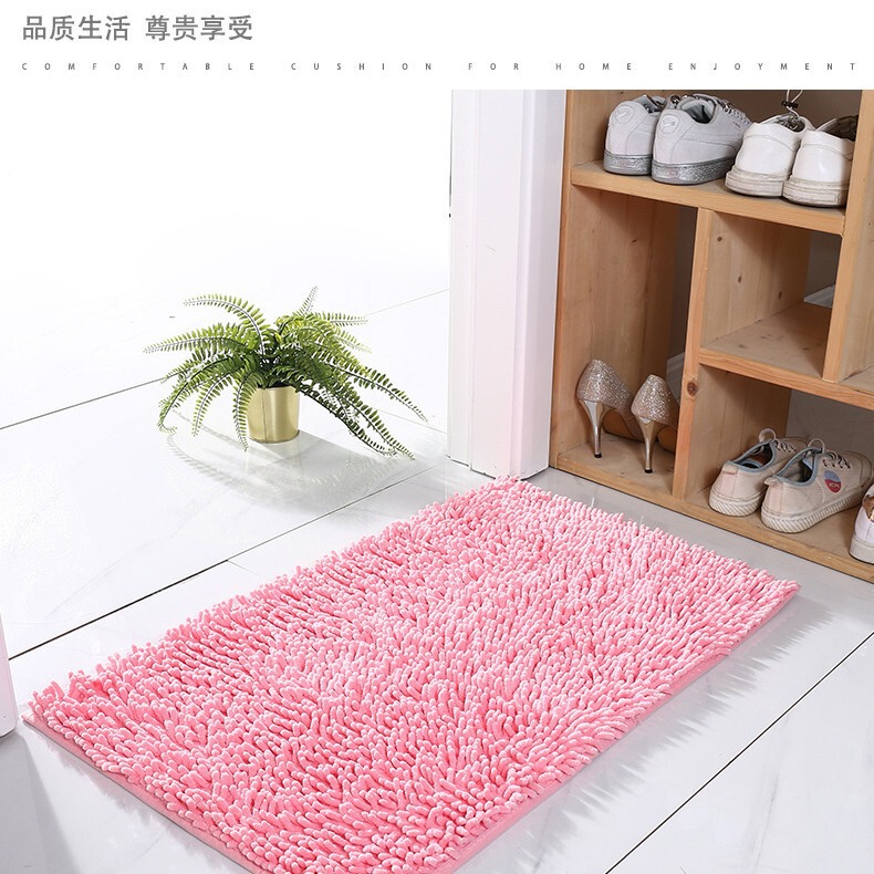 Bathroom Floor Mat Chenille Non-Slip Absorbent Mat Quick-Drying Bathroom Door Entry Stain-Resistant Foot Mat Carpet