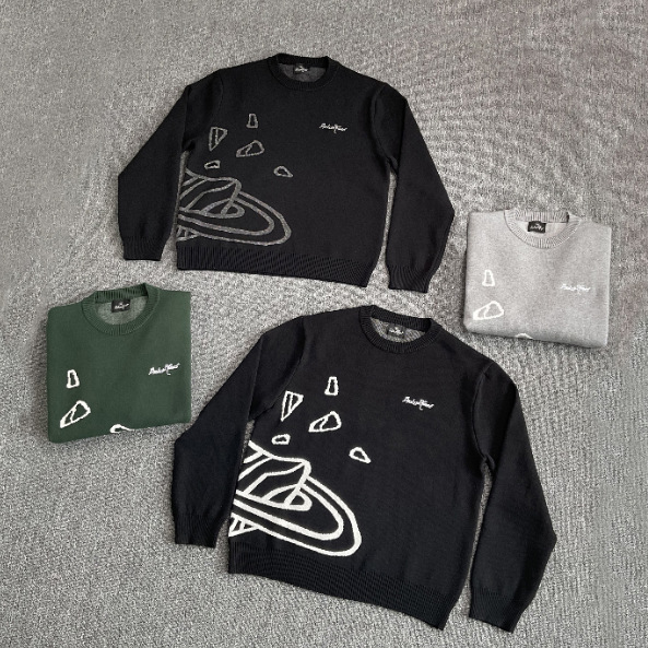 Broken Planet Planet Jacquard Embroidered Logo Knitwear American Street Casual Round Neck Knitwear for Men and Women