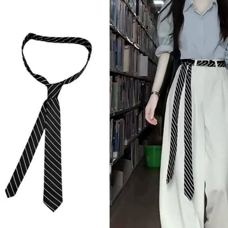 黑色条纹腰带配牛仔裤子配饰领带丝巾搭配长条丝带飘带腰巾腰饰女