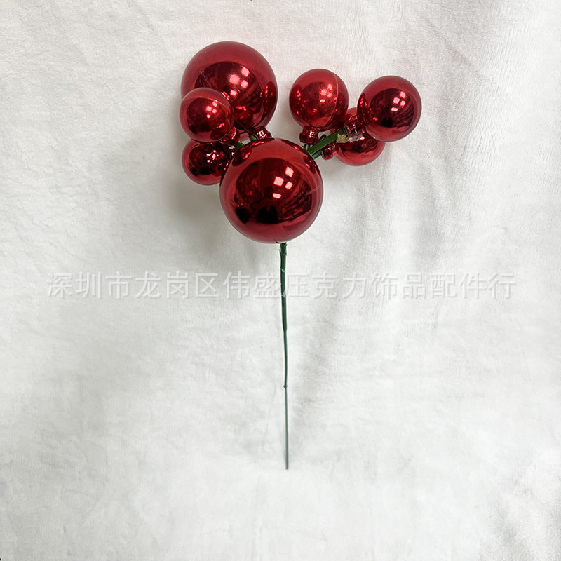 国境を越えた新しいプラスチック製のクリスマスボール、花の枝、丸いボール、クリスマスツリーの装飾ボール、4cm 色のボール、花束の装飾品。|undefined