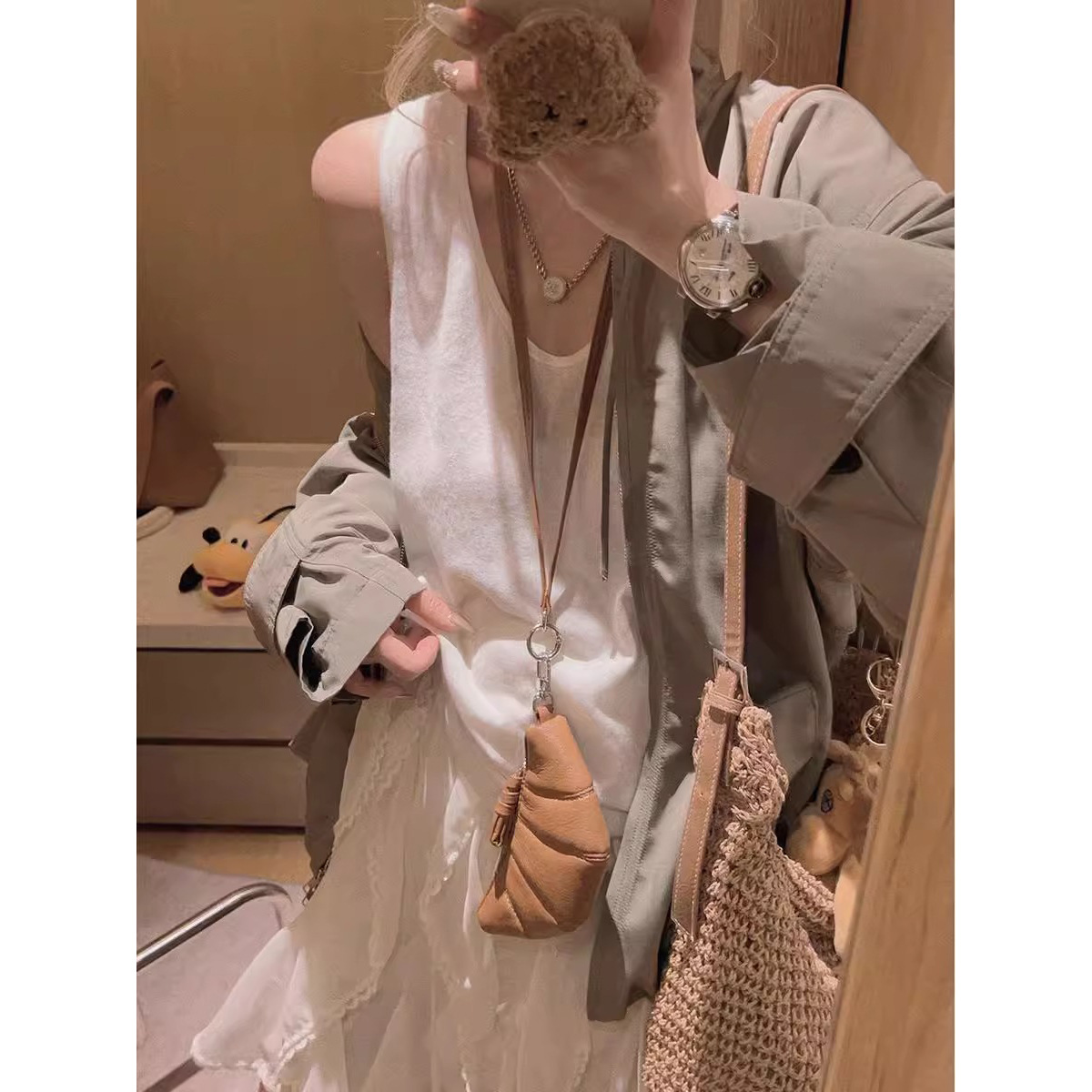 3412#Yukiss 白色棉麻吊带背心韩系宽松慵懒松弛感亚麻内搭打底衫