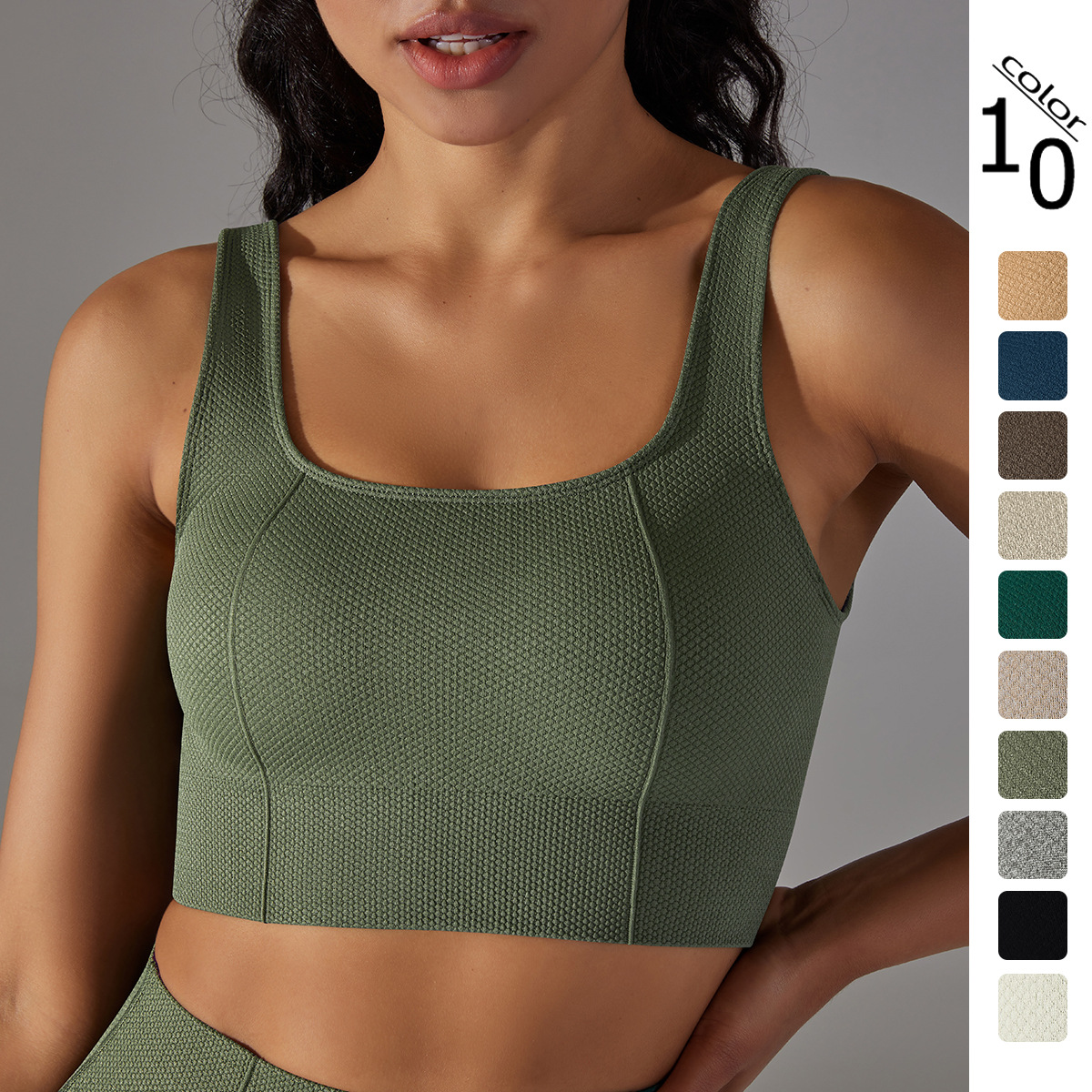 Nueva transfronteriza europea y americana sin costuras de punto de color sólido correa de belleza espalda sujetador deportes correr entrenamiento ropa chaleco para mujeres