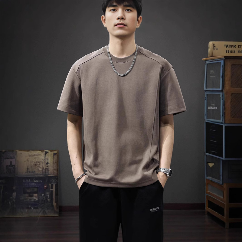 8XL Large Size Wearable 150kg Retro Short-Sleeved T-Shirt Men's Z2025 Summer New Round Neck Casual Cross-Border Foreign Trade