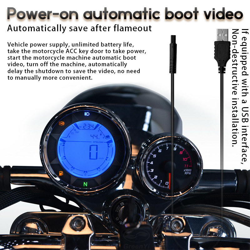 Motorcycle Driving Recorder Hd Dual 1080P Waterproof Front and Rear Camera Motorcycle Recorder Gps Wifi