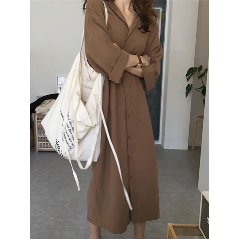 Commuting Spring Korean Dress for Women, Long Ankle-Length Skirt, Plus Size, Waist-Cinching, Ankle-Length, Elegant for Commuting