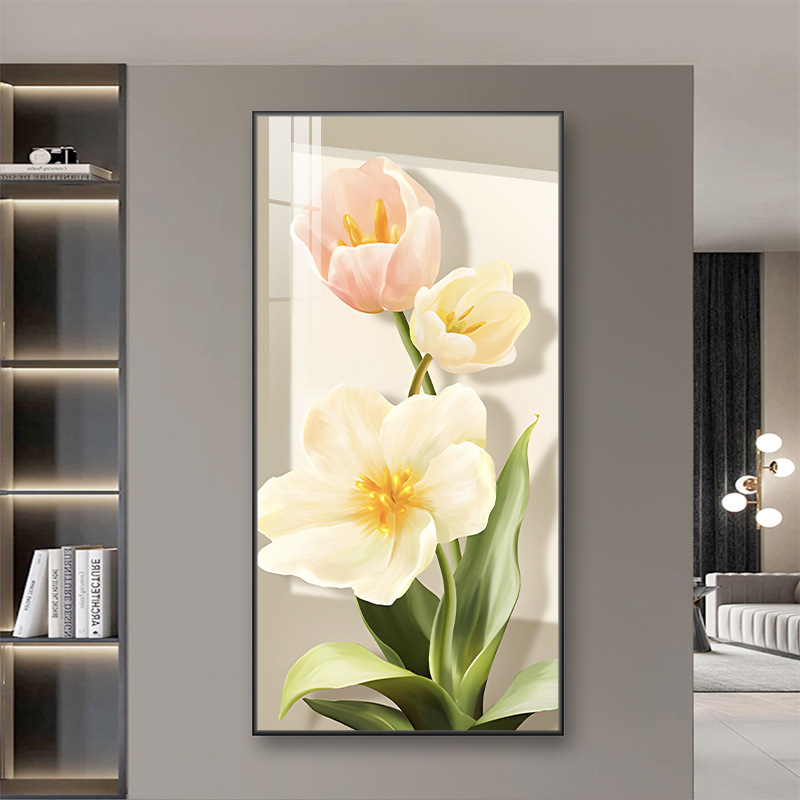 Hoa nở phú quý / 30*70cm hợp kim nhôm tinh thể sơn khung vàng