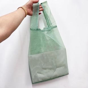 Factory Customized Small Fresh Transparent Organza Embroidered Literary Shopping Bag, Hand Bag, Environmentally Friendly Storage Bag
