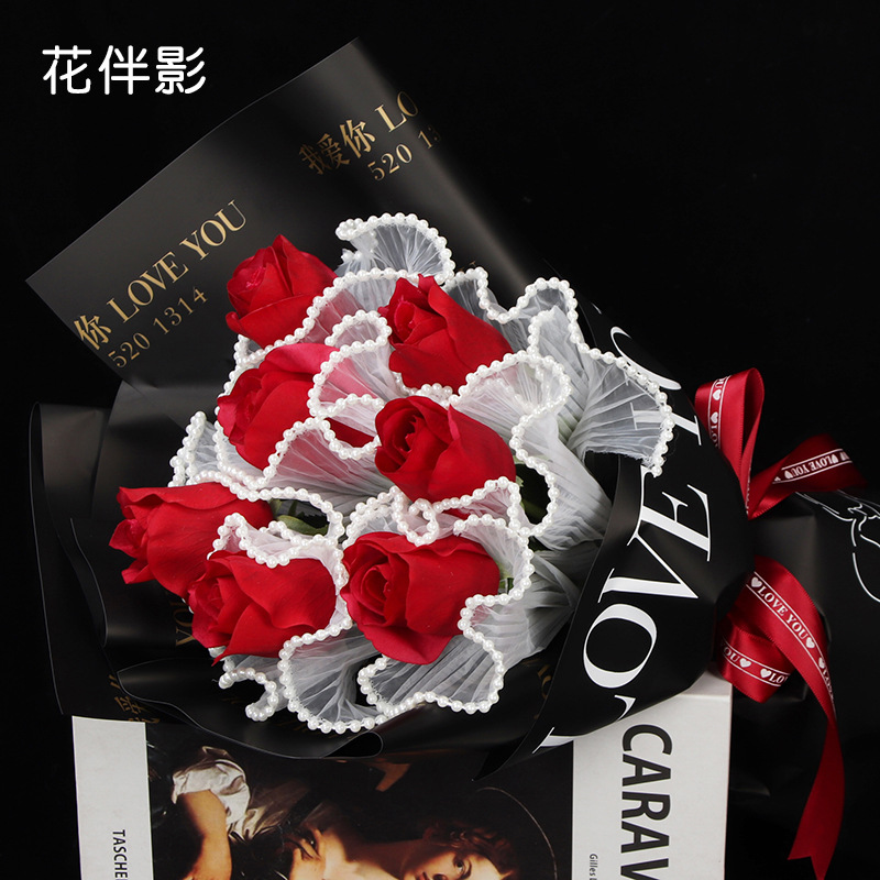 Flower Shadow estilo coreano Pearl spray hilo de malla de embalaje de flores malla hilo plisado material de envoltura de flores suministros de la tienda de flores