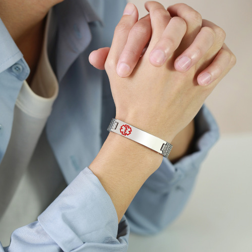 Cross-border bracelet wholesale 12mm stainless steel elastic medical logo bracelet Korean style fashion bracelet BR-263