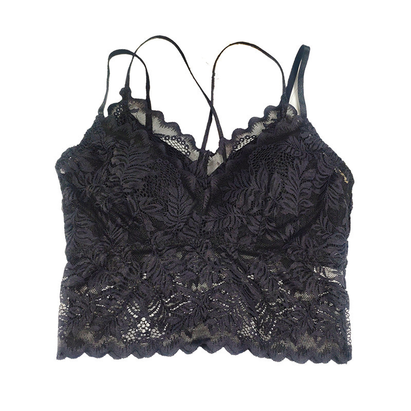 La primavera y el verano nuevo encaje belleza espalda tirantes envuelto en el pecho sexy color a juego correa de hombro doble chaleco sujetador ropa interior mujeres al por mayor