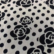 黑白印花弹力面料轻薄透气时尚感网布时装设计服装布料厂家现货