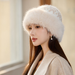 冬季保暖毛绒帽子女大头围显脸小针织帽时尚百搭蒙古帽加厚毛线帽
