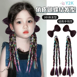 儿童街舞彩色脏辫辫发绳假发编发马尾彩绳女童发丝女生发饰拳击辫