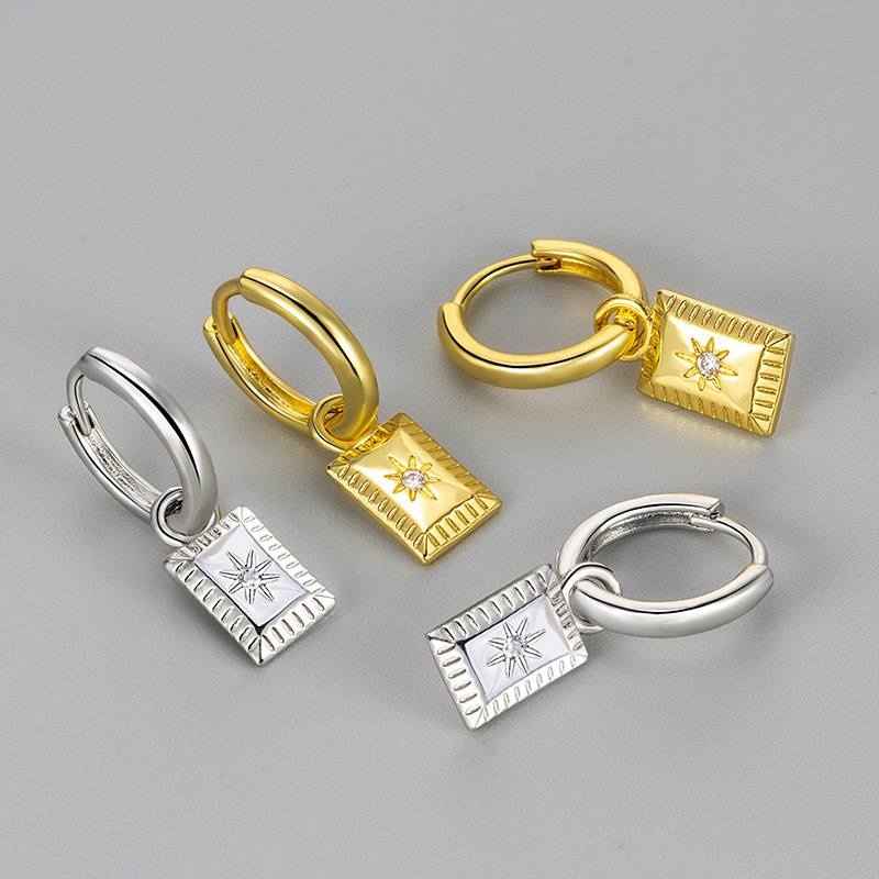 European and American Cross-border Geometric Square Diamond Eight Mans Star Ear Buckle Simple Small Eardrop Earrings High-end Ear Accessories Women's Fashion European and American Cross-border Geometric Square Diamond Eight Mans Star Ear Buckle Simple Small Eardrop Earrings High-end Ear Accessories Women's Fashion