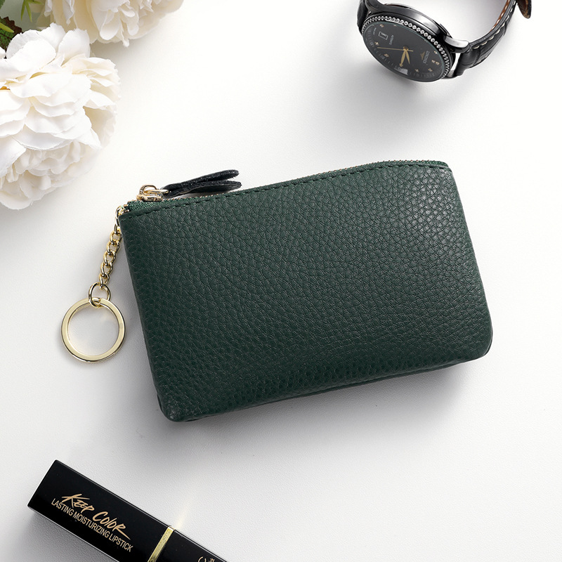 Monedas de cremallera de llave compacta, bolso de cambio de mujer, bolso de cambio de mamá, bolso de almacenamiento delgado mini bolso de cambio