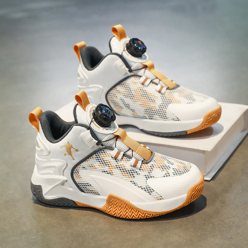 Zapatos de baloncesto para niños 2024 botones giratorios de otoño zapatos deportivos para niños al por mayor