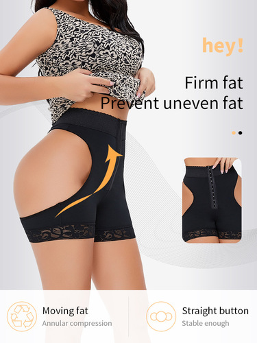 TOPMELON New European and American Plus-Size Full-Body Shaping Shorts with Buttons, Low Waist, Tummy Control, Hip-Slimming Design – D096C