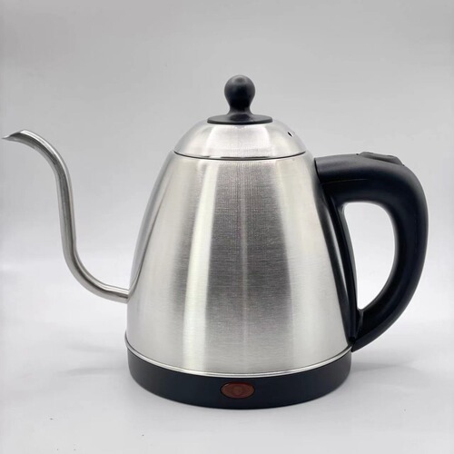 Electric stainless steel hand brewing kettle, gooseneck kettle, coffee pot, boiling kettle, coffee appliance, European plug with lid 1.2L