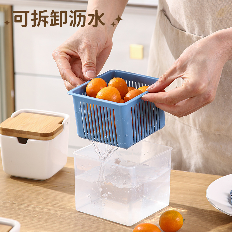 厚い透明な二重姜にんにく葱花箱台所のおかずの収納箱の中のふるいを分離して水を切ることができる|undefined