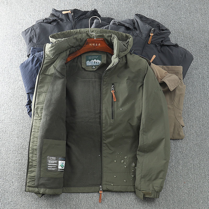 2025 Technology Three-proof Autumn and Winter Outdoor fleece-lined Men's Jacket Casual Removable Hooded Windbreaker Loose Jacket for Men 2025 Technology Three-proof Autumn and Winter Outdoor fleece-lined Men's Jacket Casual Removable Hooded Windbreaker Loose Jacket for Men