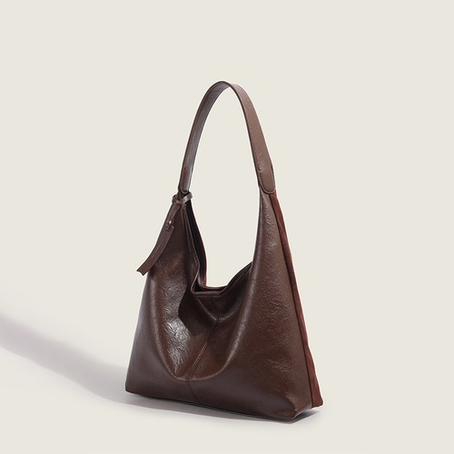 Large-capacity soft leather bag for women 2024 new armpit lazy style tote bag retro class commuter shoulder bag