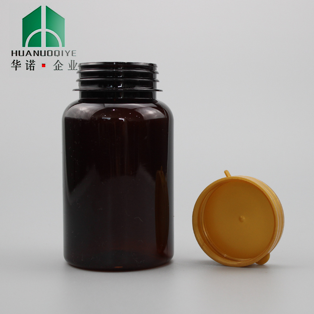 225ml撕拉盖茶色圆形胶囊聚酯瓶片剂瓶pet材质保健品口服固体瓶
