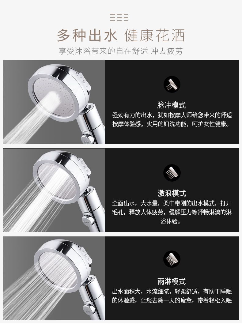 Shower pressurized showerhead, bath magic set, adjustable shower hose, handheld showerhead factory direct sales Item Picture