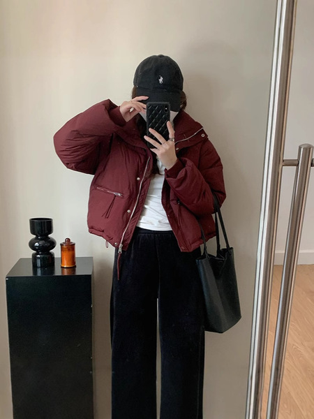 Velvet short down jacket